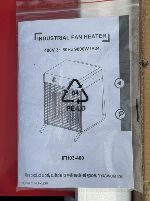 Termowentylator przemysłowy nagrzewnica Elektryczna 9kW używana