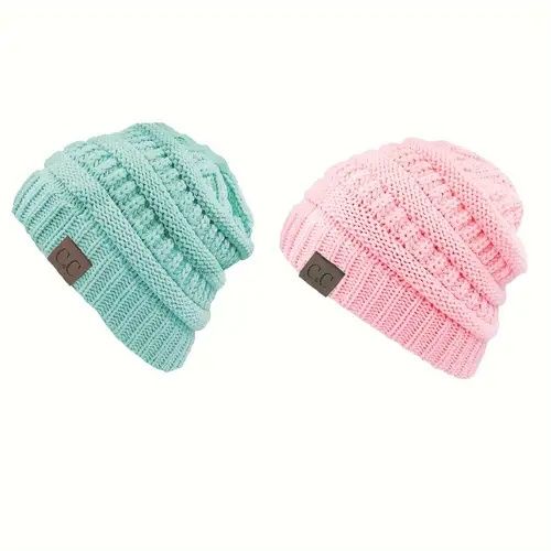 Gorros de malha quentinhos para rabo de cavalo