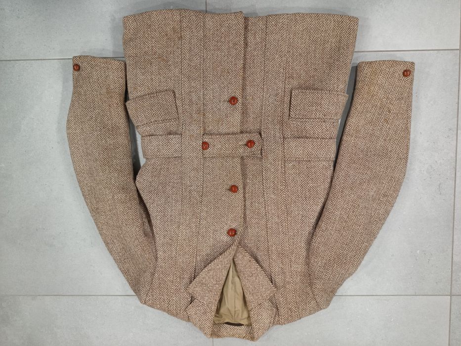 Vintage Harris Tweed ręcznie tkany szkocki płaszcz z wełny lata 60-70