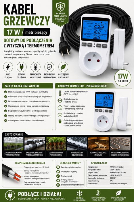 Kabel grzewczy z termostatem