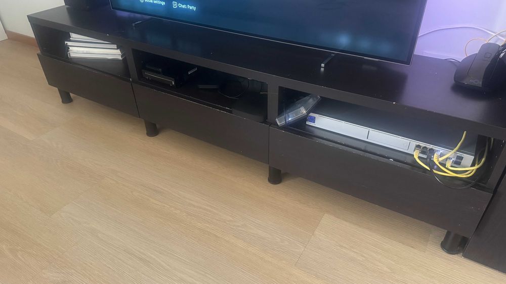 Bestå Móvel TV, preto-castanho, 180x40x38 cm