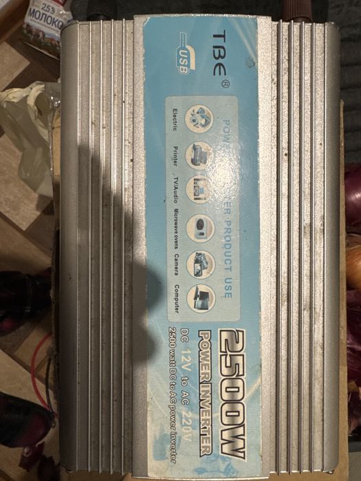 Інвертер TBE DC 12V to AC 220V .  2500 W за наклейкою