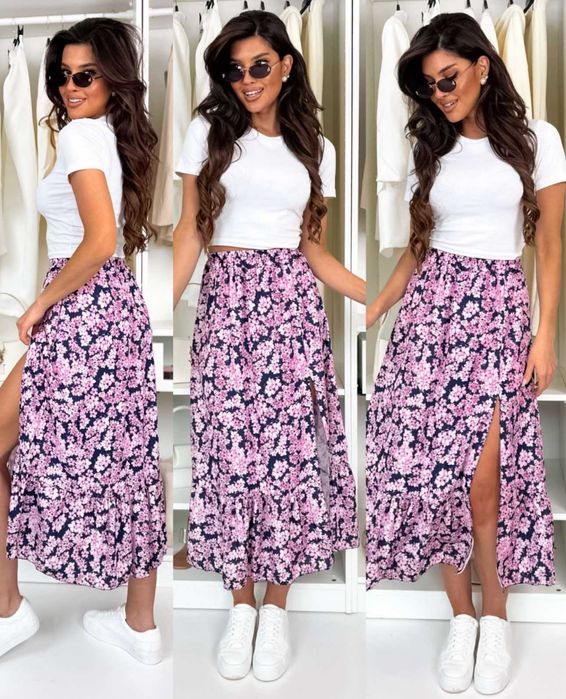 Spódnica midi,1 rozciecie