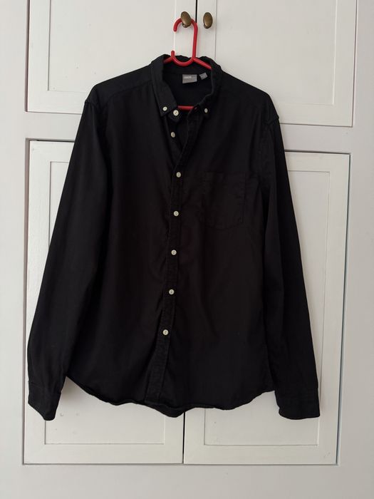 Czarna koszula męska L Asos jak nowa casual bawelna elastan #czarnakoszula