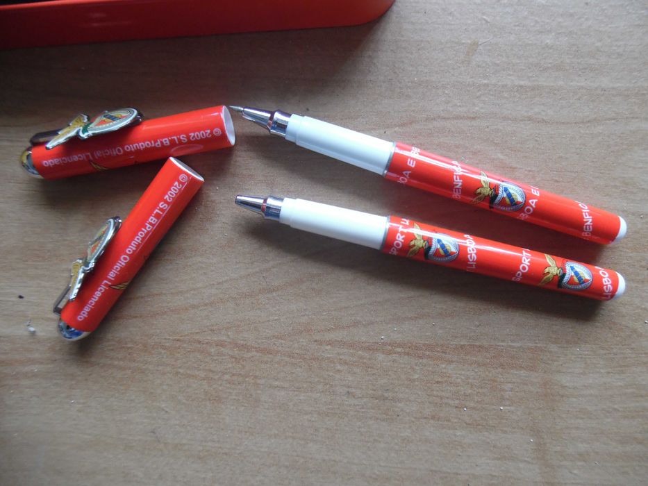 Lote de 2 Canetas Oficiais do Benfica com estojo