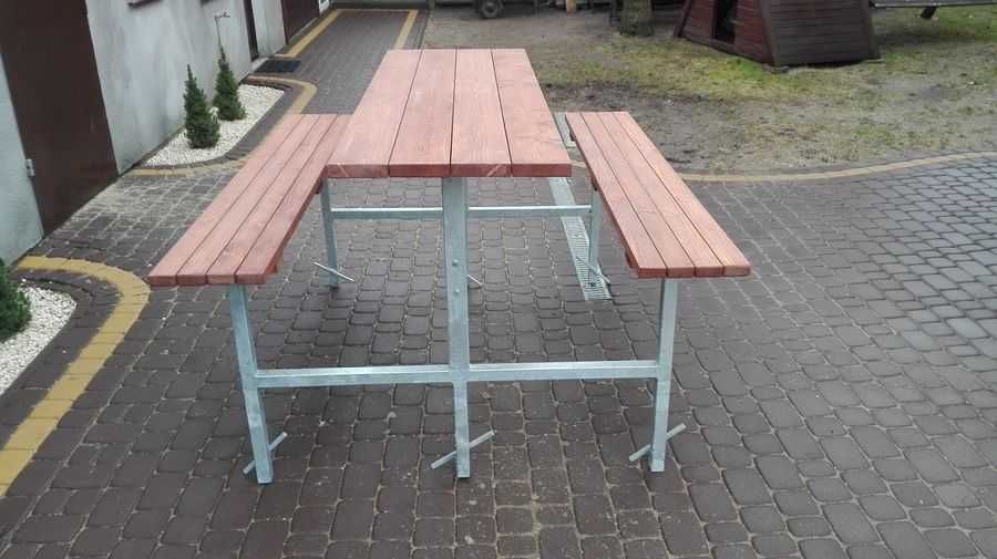 Zestaw piknikowy do przykręcenia, parkowy, miejski, na plac zabaw, stół dwa siedziska PIKNIKOWY LOFT