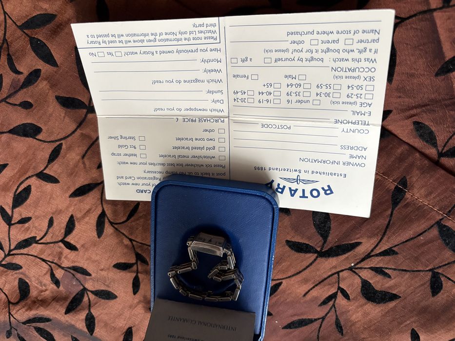 Rotary Elite – damski zegarek srebro 925, Swiss Made (nie działa)