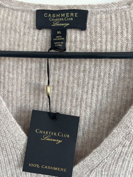 Sweter damski 100% kaszmir Charter Club rozmiar XL