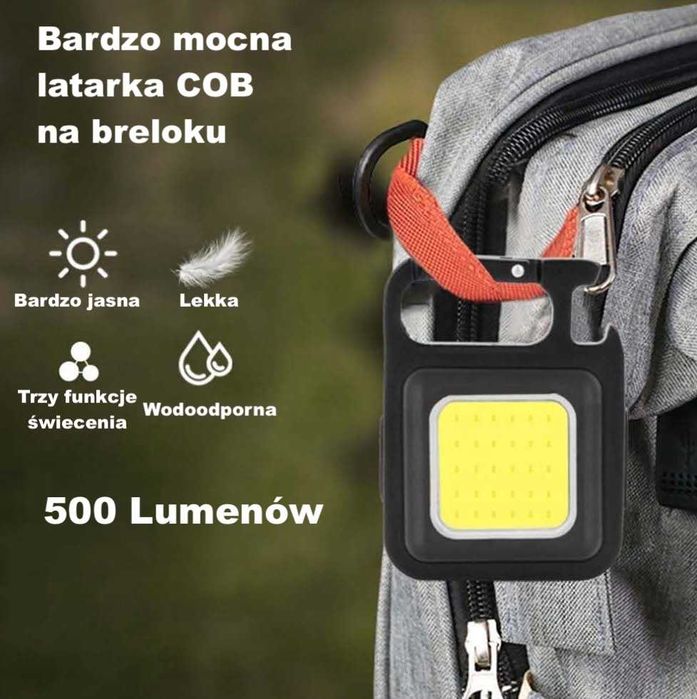 Kieszonkowa Latarka Brelok LED COB Warsztatowa Mocna