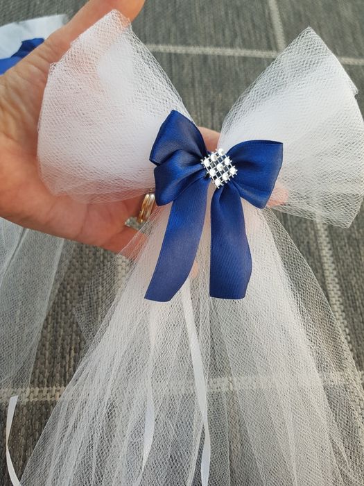 NIEBIESKIE Kokardy do dekoracji/ Navy Blue  /ostatni komplet (4szt)