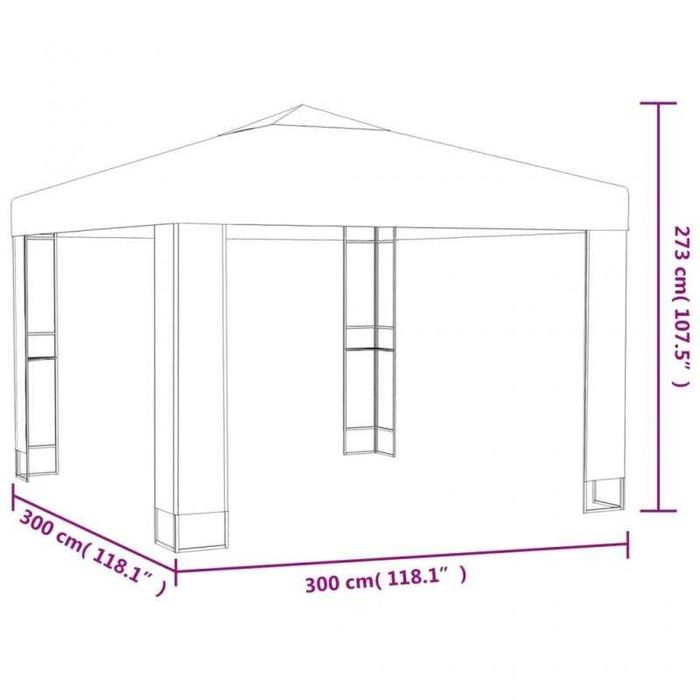 Gazebo com Toldo Duplo e Luzes LED 3x3 m – Branco