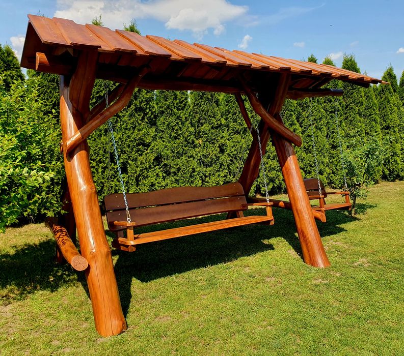 Huśtawka, dębowa potężna-wykonana w fachowy solidny sposób.