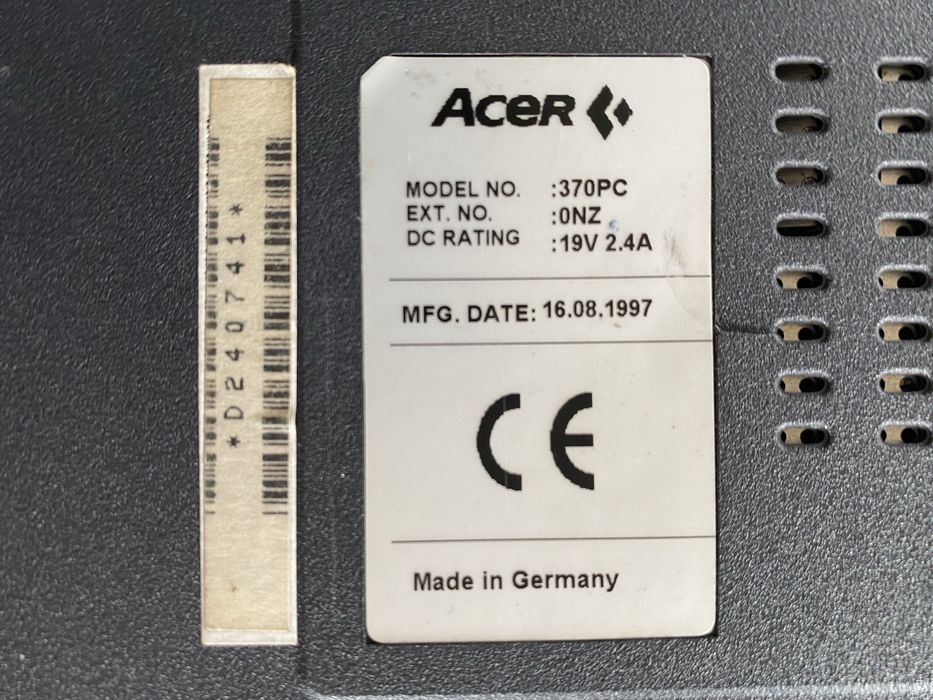 Retro laptop notebook AcerNote Light 370 PC komputer Acer Windows 95 napęd CD Made in Germany  1997