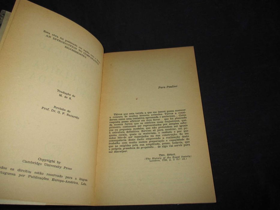 Livro Introdução à Bioquímica Comparada Ernest Baldwin