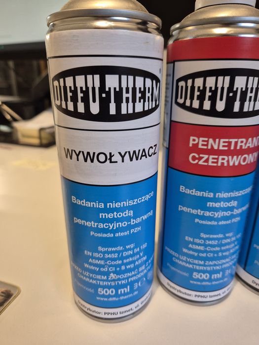 Diffu-therm zestaw 3 zmywacz penetrans wywoływacz. Do badań penetracyj