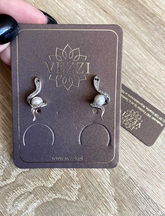 Kolczyki wieczorowe Wąż z perełką