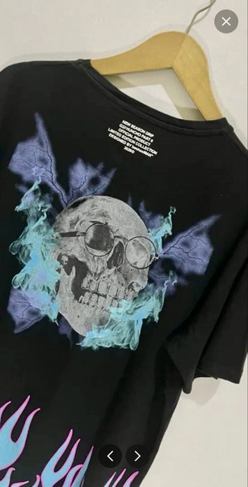 Футболка  boohooMAN x Quavo Skull and Flame Tee