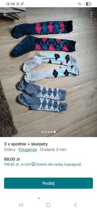 Pakiet 3x bryczesy i skarpety,parka