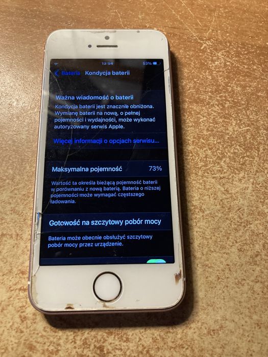 Iphone SE rose gold 64GB kondycja baterii 75%