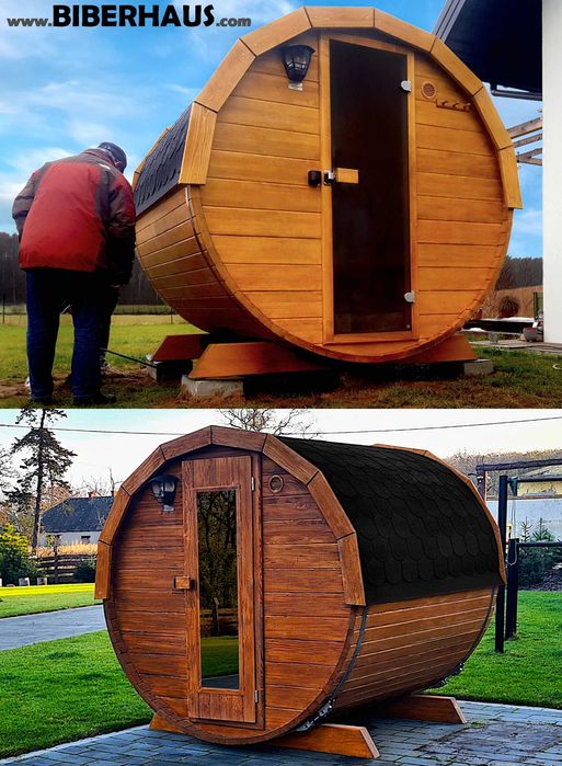 SAUNA Ogrodowa 150 cm MIKRO 2/3 osob +GRATIS Beczka 500L +Akcesoria 3 DNI DOSTAWA