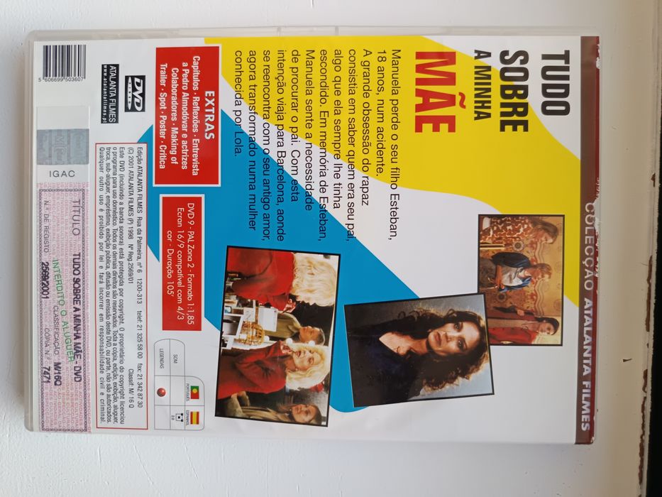 DVD tudo sobre a minha mãe - Almodóvar