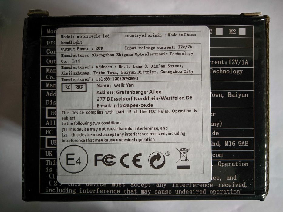 Міні фара LED вело/мото 12V колір Білий/Жовтий