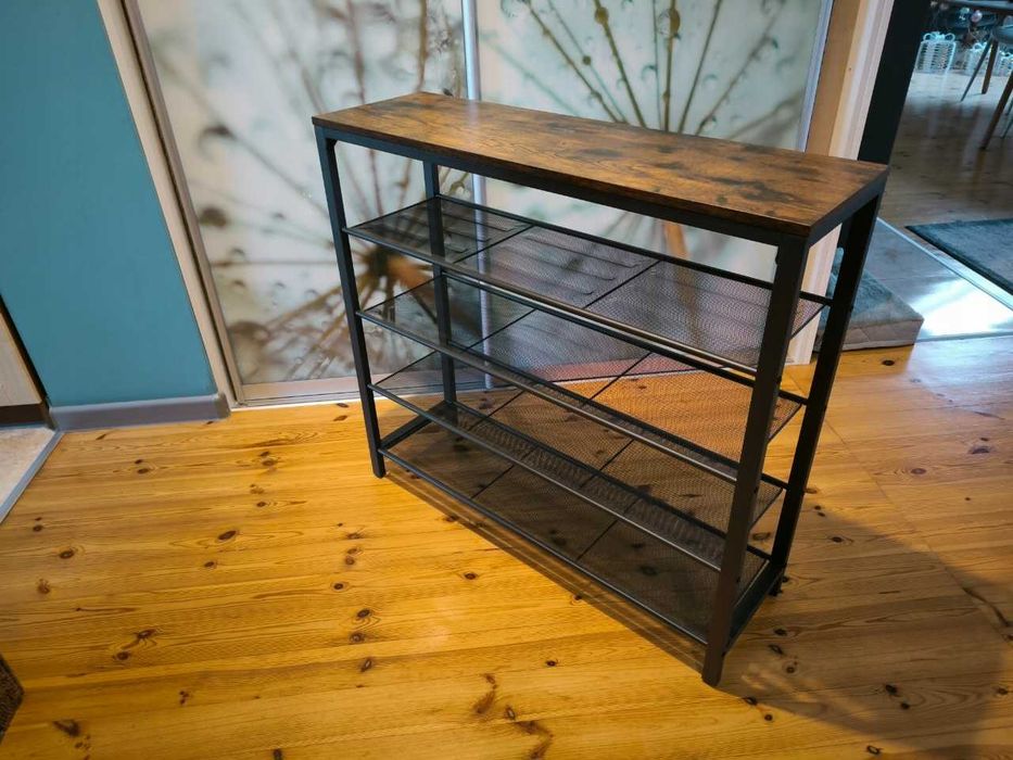 Szafka na Buty LOFT Vintage 4 Półki 100 cm Metal Drewno