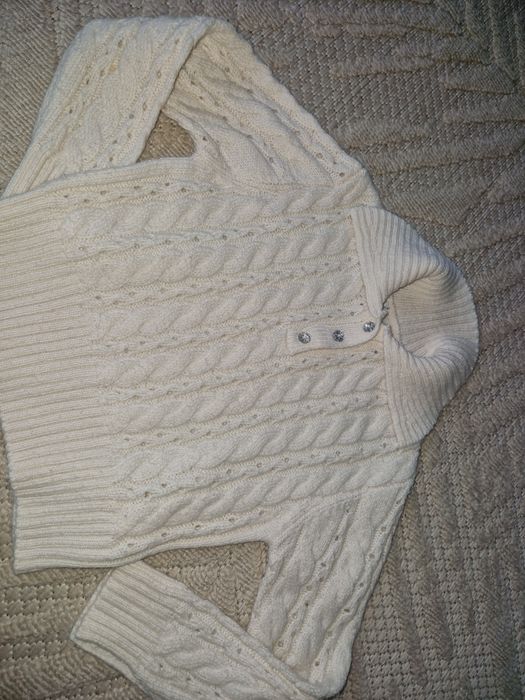 Sweter bialy warkocz 8-9 lat Primark