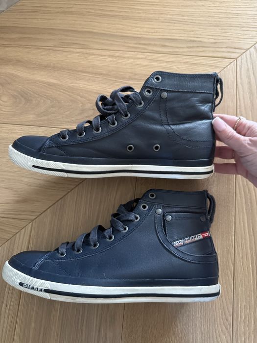 Trampki sneakersy wysokie Diesel granatowe skórzane rozmiar 40