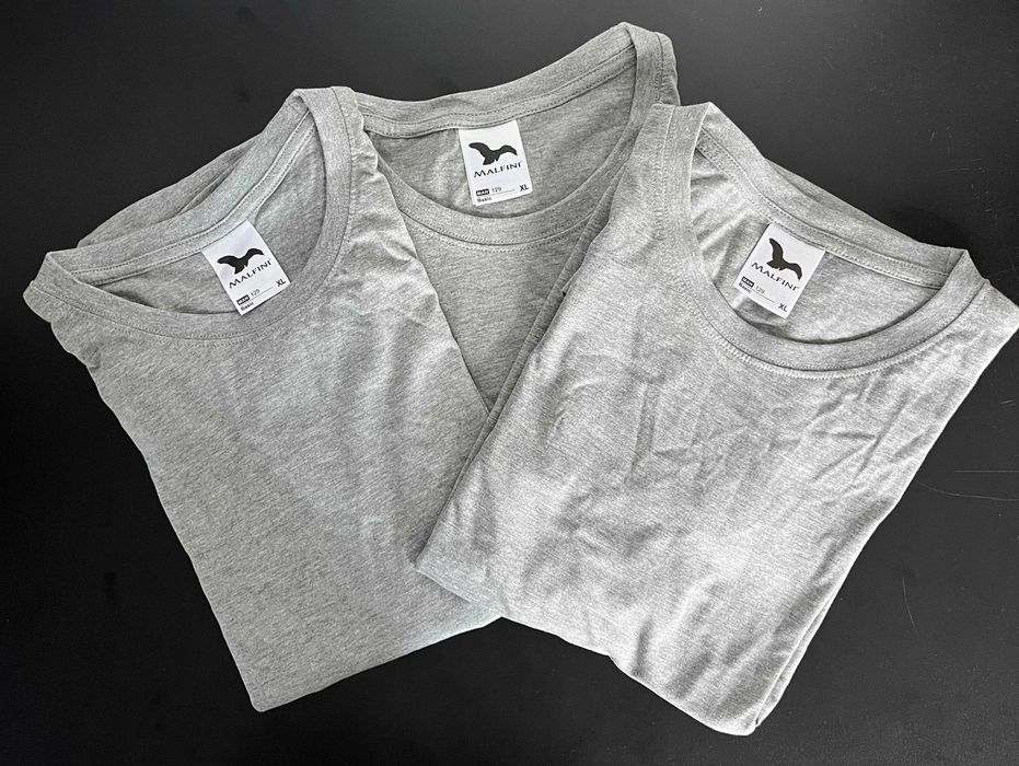 Zestaw koszulek t - shirt 100% bawełna koszulka rozmiar XL kolor ciemnoszary melanż, szara
