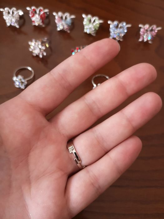Conjunto de Aneis ajustável com brilhantes anel com brilho