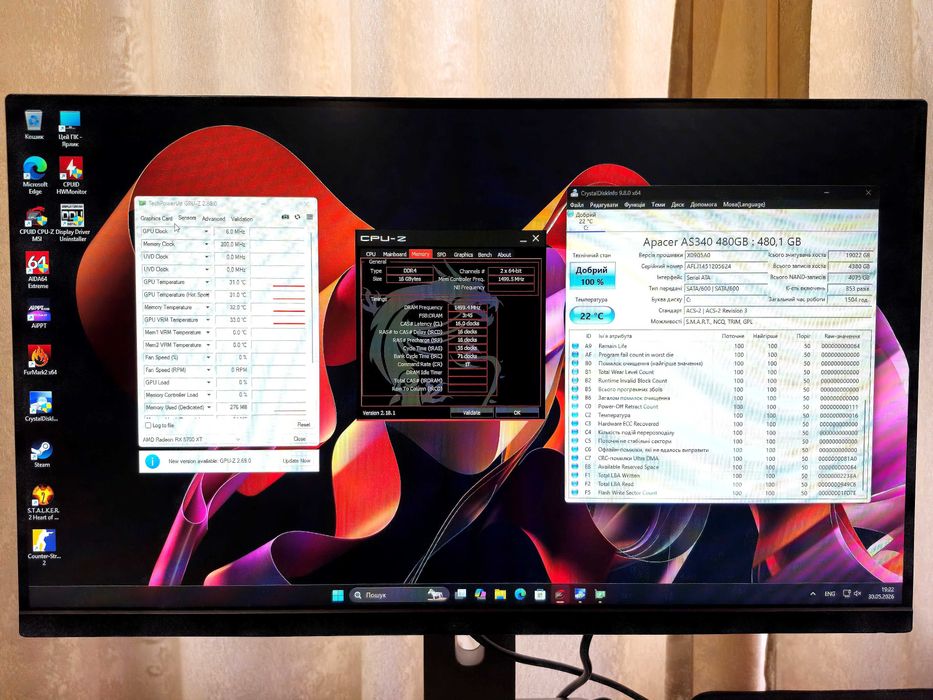 RX 5700 XT 8GB / Ryzen 5 5600 / 16GB RAM / SSD 480 GB / Ігровий ПК + монітор DELL 24"