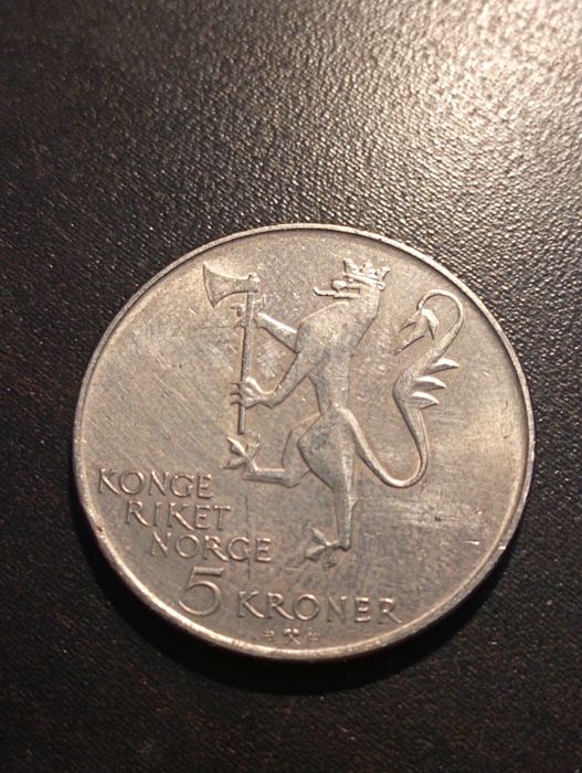 5 kroner - 350º Aniversário do Exército Norueguês - Norway -1978