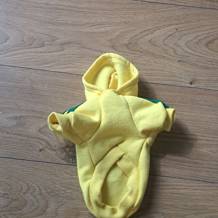 Żółta bluza z kapturem dla psa S, 100% bawełna, dogbaby, 32 cm