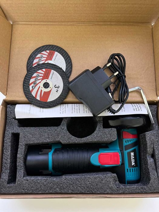 Акумуляторна 12V  міні болгарка з двома абразивними дисками