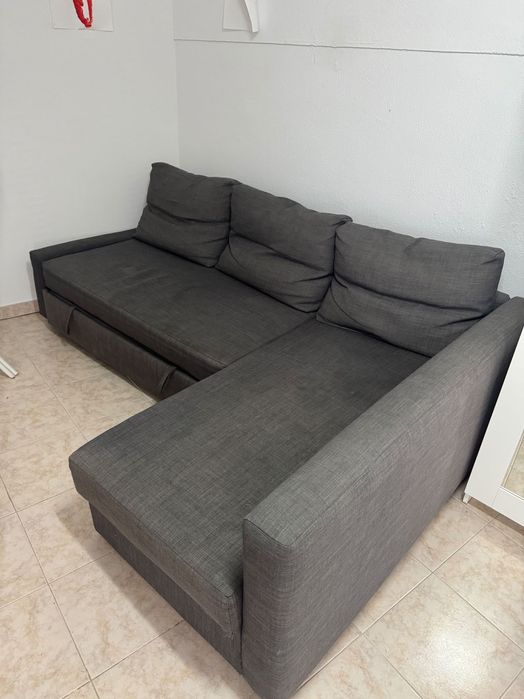 FRIHETEN
Sofá-cama de canto c/arrumação, Skiftebo cinz escuro