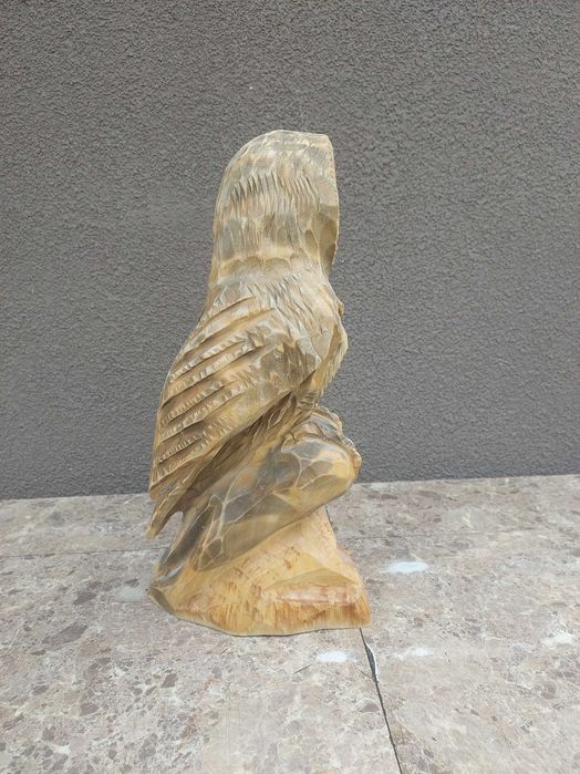 Sowa drewniana rzeźbiona figurka 29cm