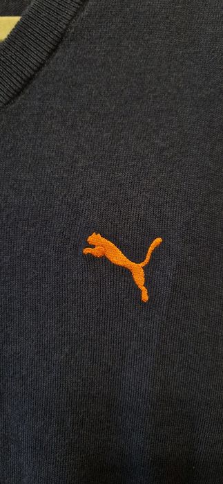 Granatowy sweter męski Puma bawełniany z kaszmirem 56/58