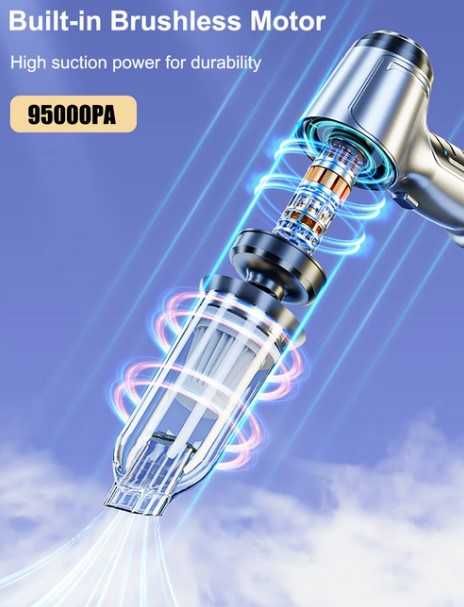 Aspirador / Soprador Filtro Lavável 95000PA P/Carro , Autocaravana