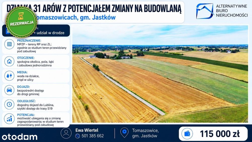 Działka 31 arów z potencjałem zmiany na budowlaną