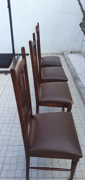 Conjunto ​4 Cadeiras de Sala de Jantar em Madeira Maciça / Vintage Retro