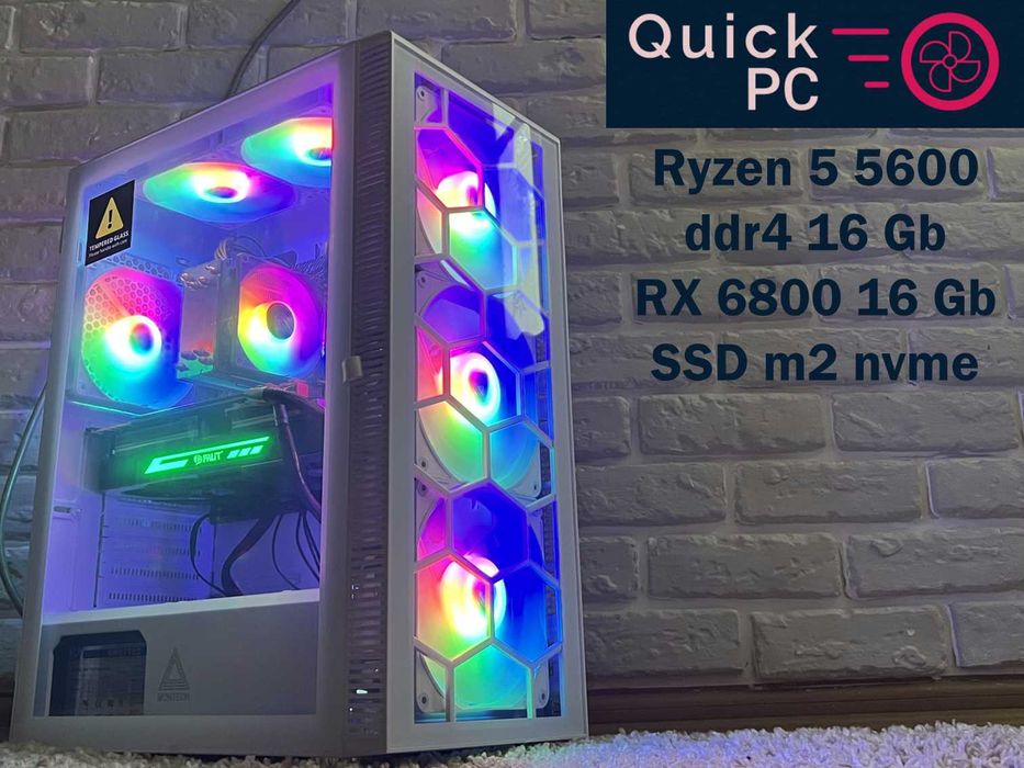 Гарантія! RX 6800, Ryzen 5 5600, 16gb DDR4, SSD, Ігровий комп'ютер ПК