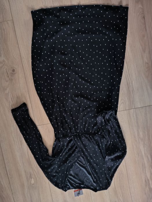 Czarna sukienka z kropki midi nowa