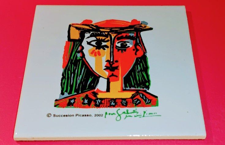 Raro e antigo azulejo Paulo Picasso de 2002 SUCCESSION Ceramic Art