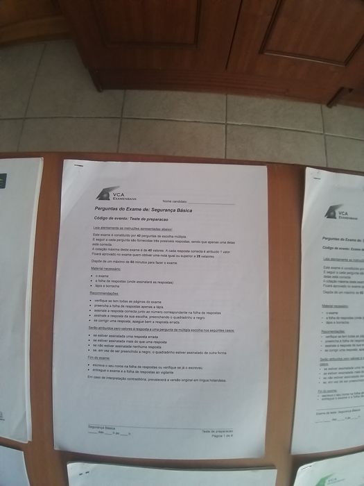 Passaporte de segurança Testes de VCA ,basico e supervisor tubistas