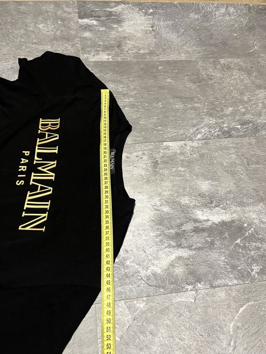 Футболка balmain балмеін чоловіча оригінал ideal чорна золотий лого м