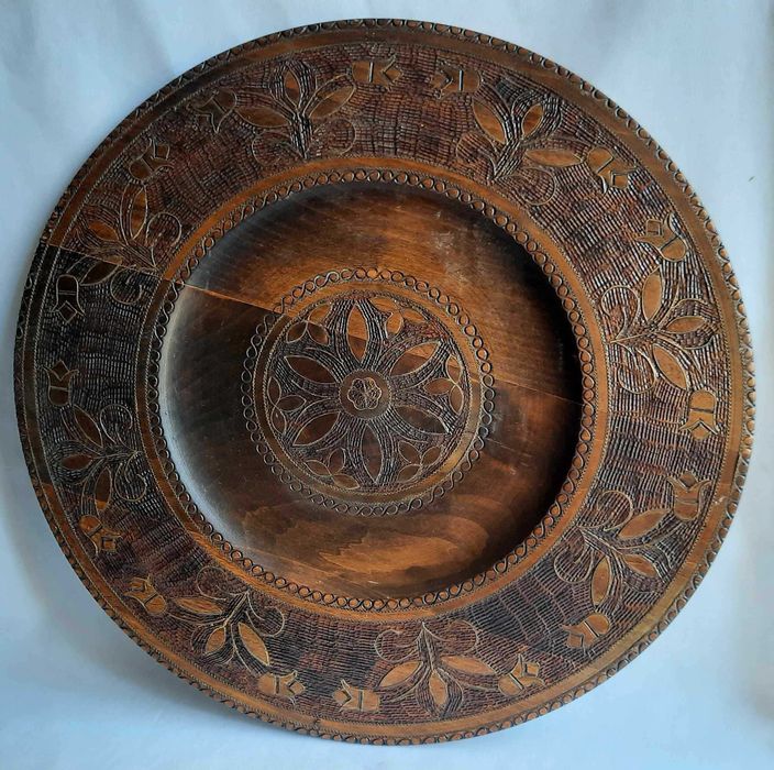 Snycerka Góralska Talerz Patera Drewno Cepelia Sztuka Ludowa