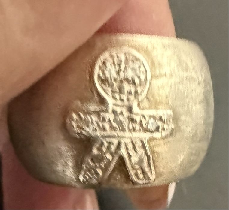 Conjunto prata fio com menino e anel grosso com menino