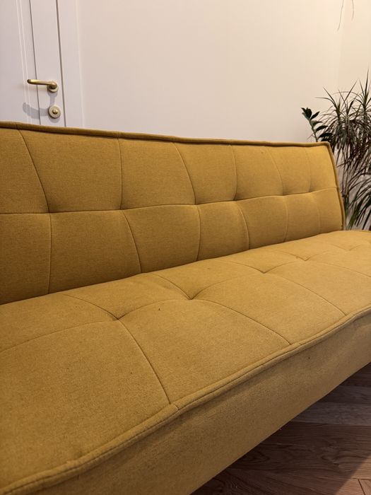 Диван розкладний інтерʼєрний жовтий 180 см