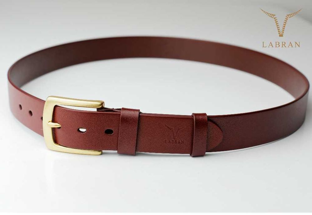 Wyjątkowa promocja - Męski pasek skórzany brązowy - marki Labran